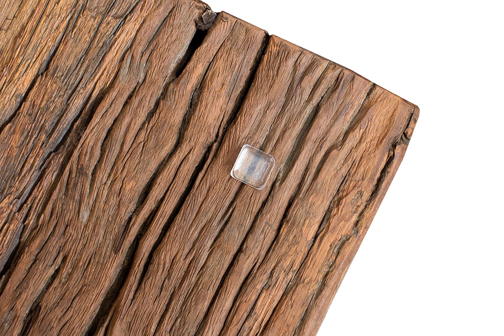 Massiver Esstisch BARRACUDA 240cm antik Teak Holz mit Stahl Kufenfüßen inkl. Glasplatte