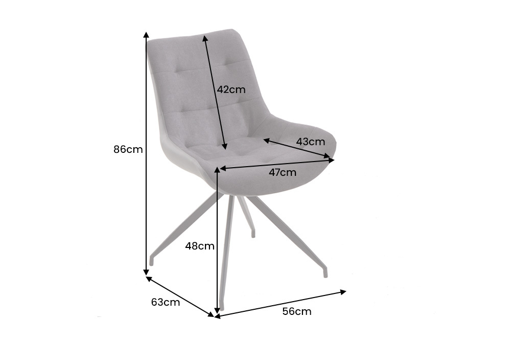 Design Stuhl DIVANI dunkelgrau Metallgestell schwarz im Retro Stil