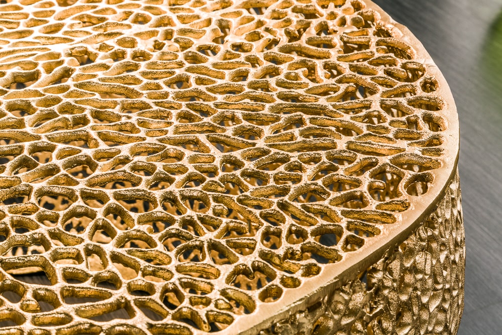 Filigraner Design Couchtisch ABSTRACT LEAF 80cm gold Handarbeit