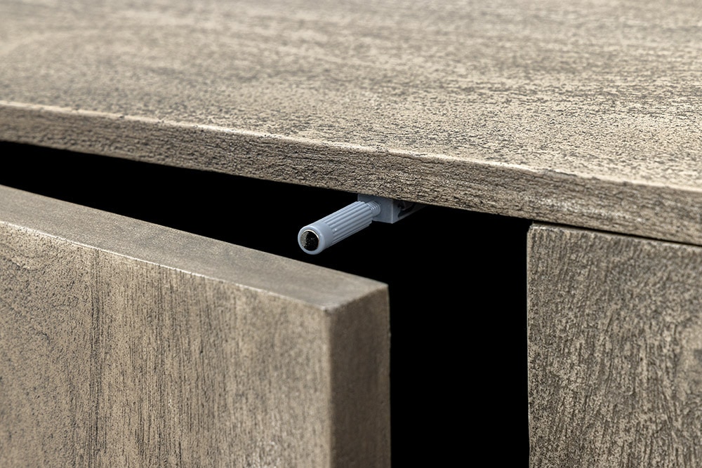 Design Sideboard ART DECO 170cm grau smoked Mangoholz massiv 3D-Front