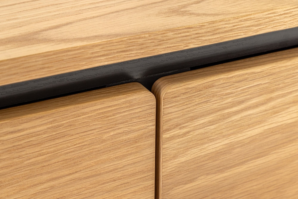 Modernes Sideboard ATELIER 160cm natur Eiche schwarz Metall vier Fächer
