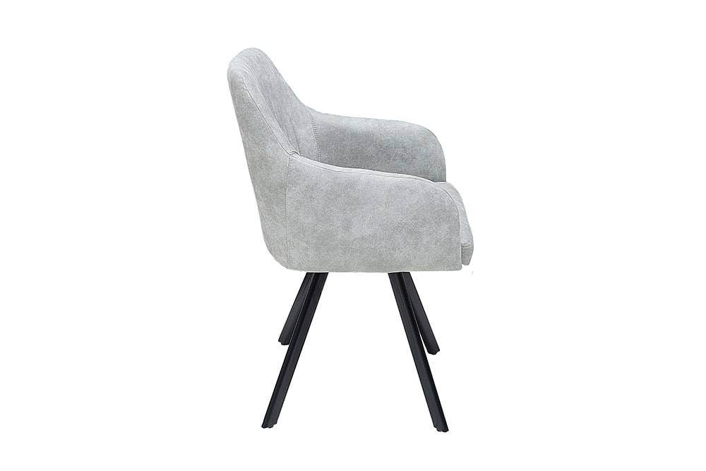 Retro Design Stuhl LUCCA stone grau Microfaser mit Armlehne Steppung gepolstert