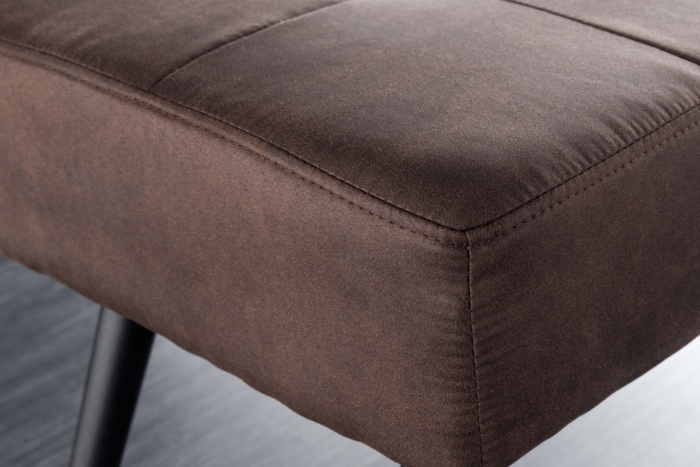 Design Sitzbank BOUTIQUE 100cm antik braun Microfaser schwarze Metallbeine Polsterbank