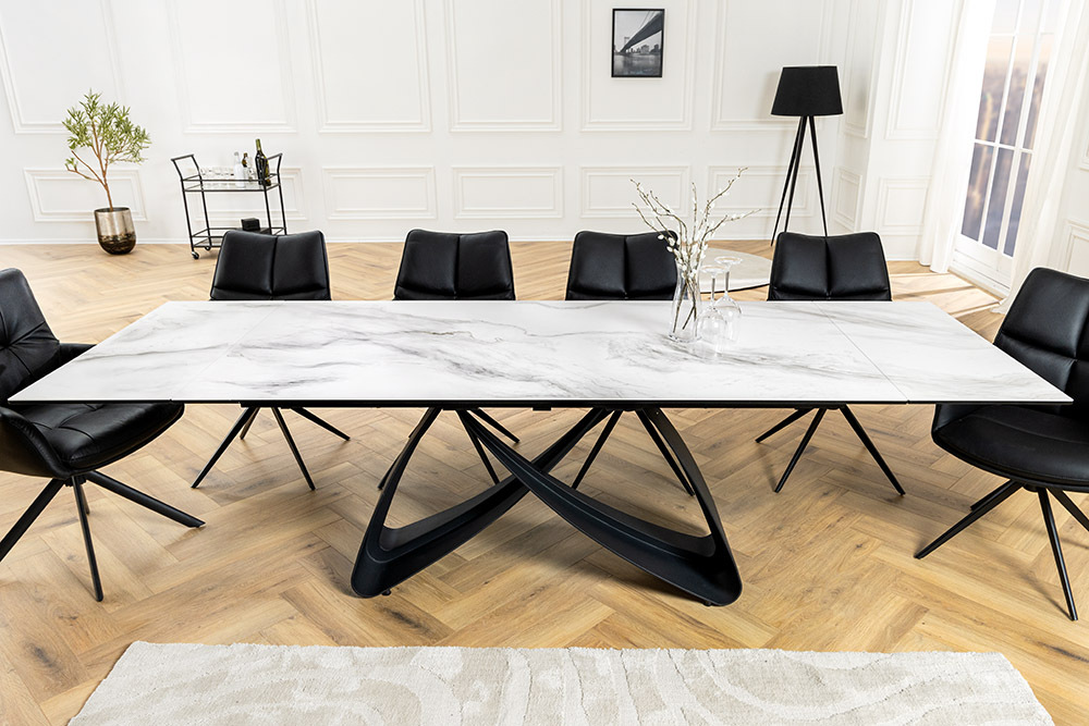 Ausziehbarer Esstisch INFINITY 180-260cm weiß Keramik Marmor schwarz Metall » Jetzt kaufen
