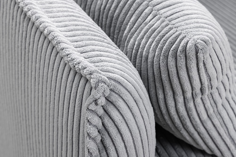 Großes 3-Sitzer Sofa HEAVEN 200cm hellgrau Cord Federkern Hussensofa abnehmbarer Bezug