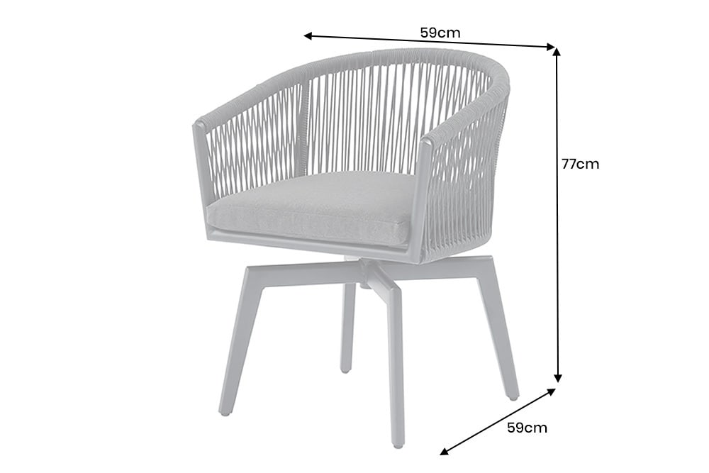 Drehbarer Stuhl ROPE anthrazit Aluminium Gartensessel inkl. Kissen In- und Outdoor
