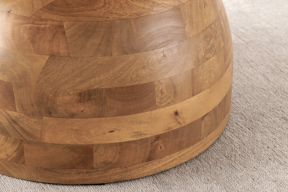 Massiver Esstisch MAESTRO 130cm creme Mangoholz rund mit Säulenfuß