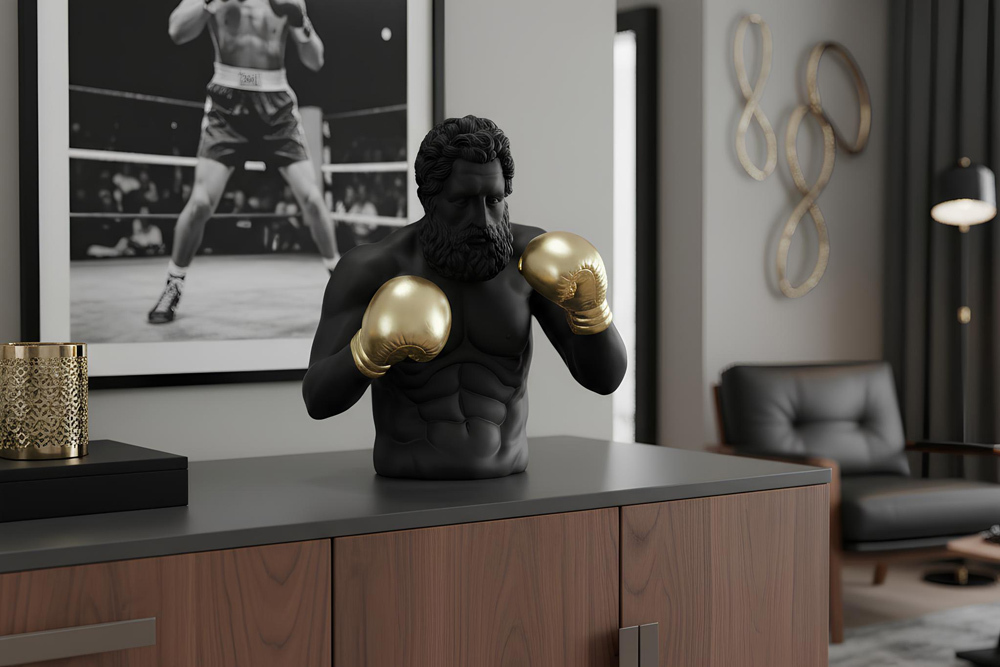 Einzigartige Statue BOXER 50cm schwarz gold handmade Skulptur Deko-Figur » Jetzt kaufen