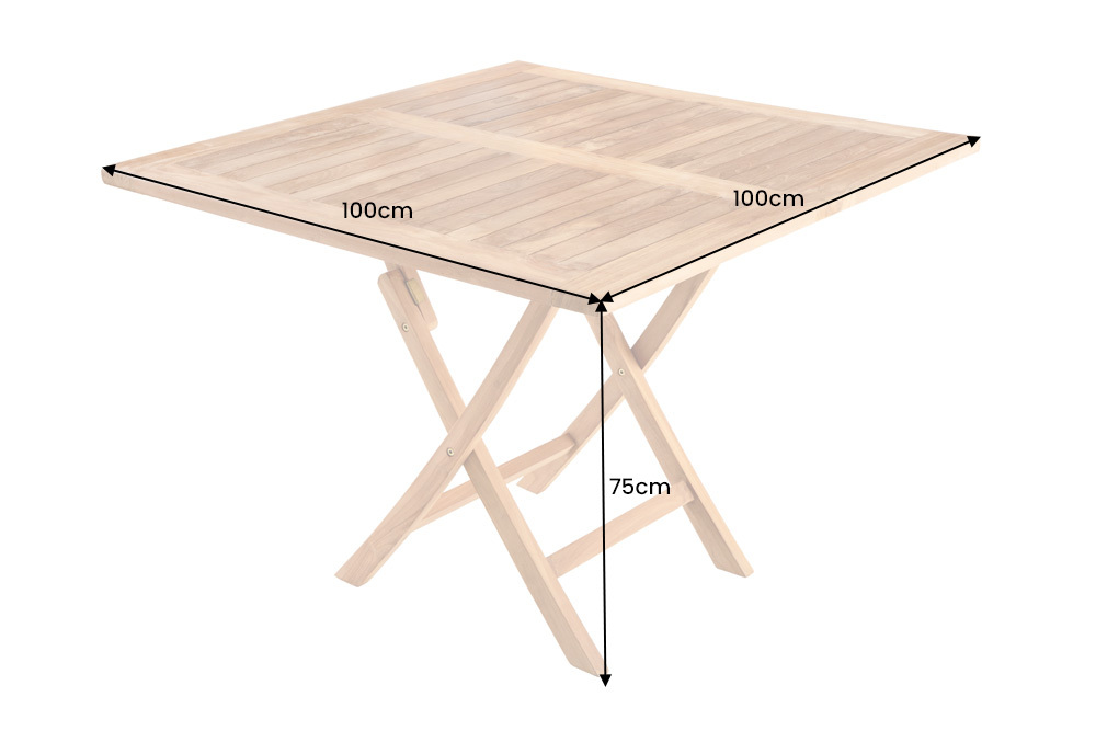 Massiver Esstisch EMPIRE TEAK 100cm natur Teakholz klappbar
