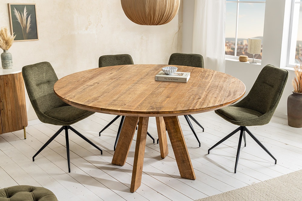 Runder Esstisch ART WOOD 120cm braun massiv Mangoholz