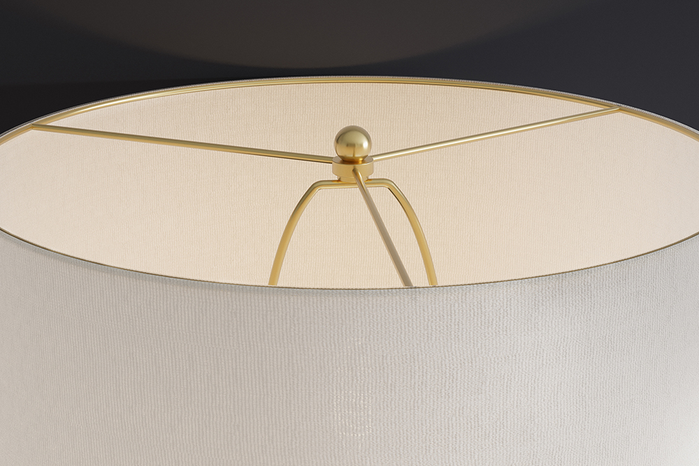 Moderne Tischlampe ELEGANCIA 65cm weiß gold Keramik weißer Leinenschirm