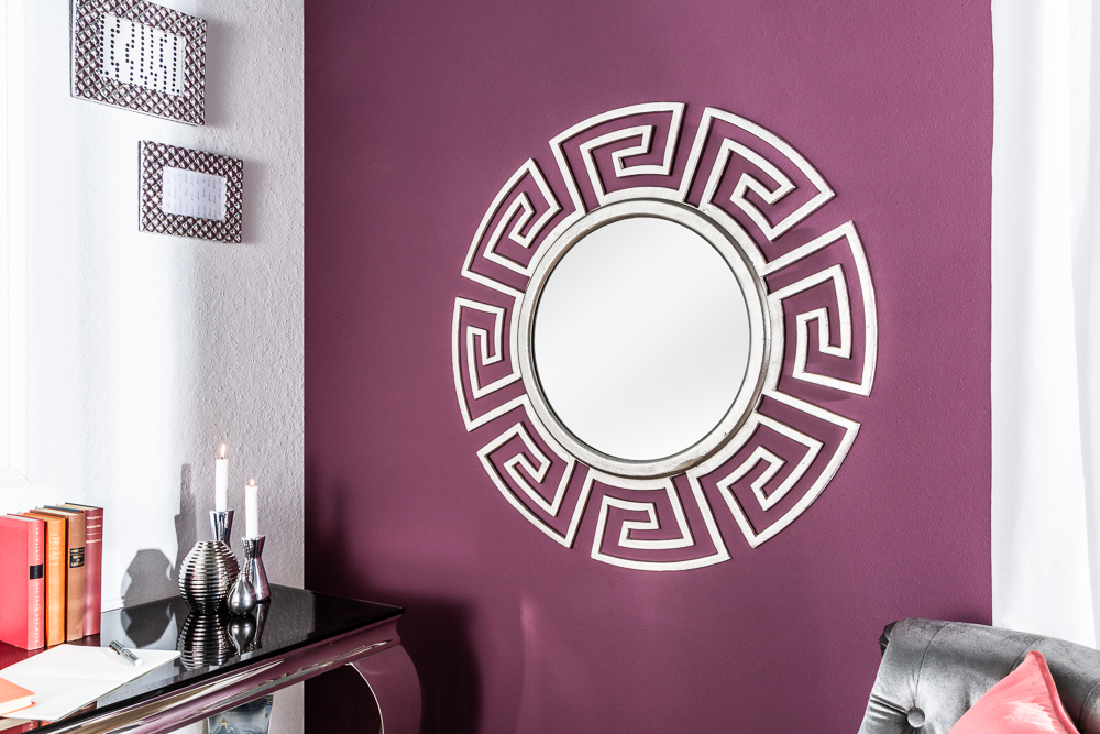Glamouröser Design Spiegel EUPHORIA XL 85cm silber Wandspiegel Handarbeit aus Metall