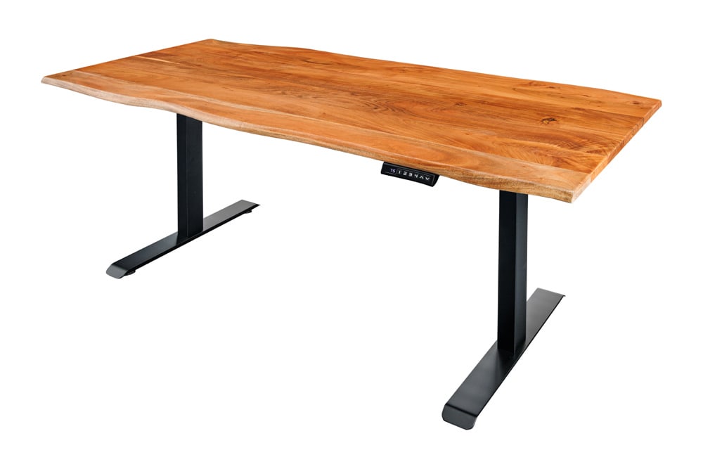 Höhenverstellbarer Schreibtisch MAMMUT 160cm natur Akazie Massivholz Baumkante