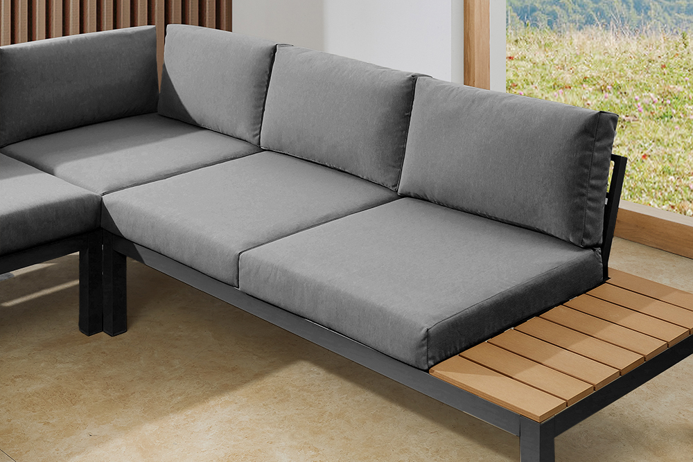 Große Garten Sitzgruppe MIAMI LOUNGE 240cm anthrazit Aluminium wetterfest Outdoor inkl. Kissen