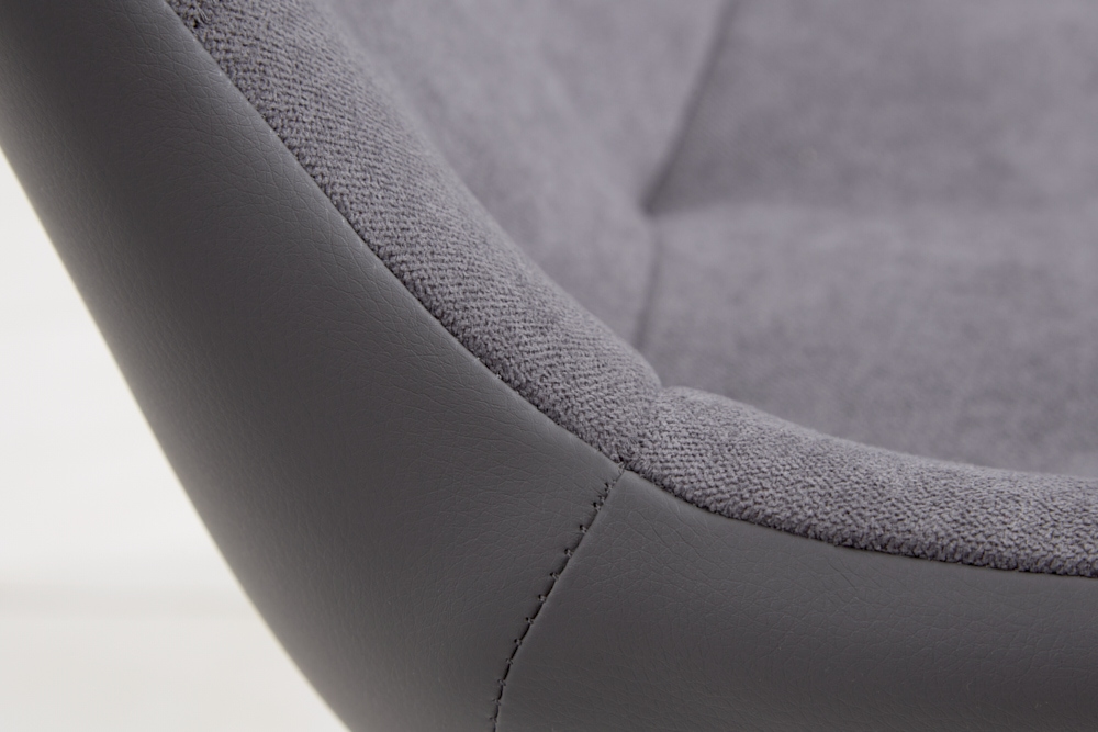 Design Stuhl DIVANI hellgrau Metallgestell schwarz im Retro Stil