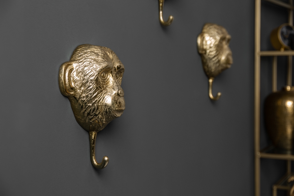 Extravagantes Kleiderhaken 3er Set THREE APES 25cm gold Handarbeit
