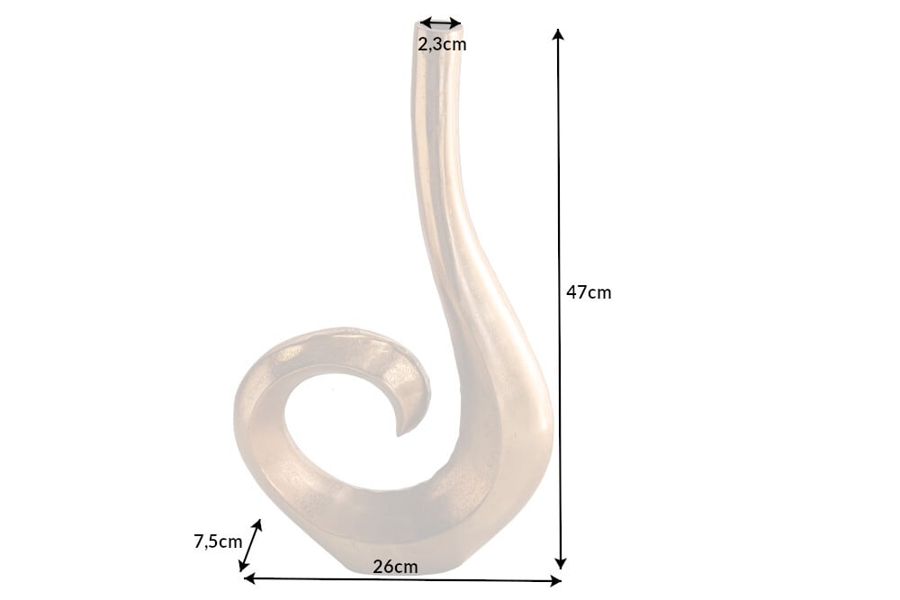 Moderne Vase WAVE 47cm gold Aluminium poliert Dekoration