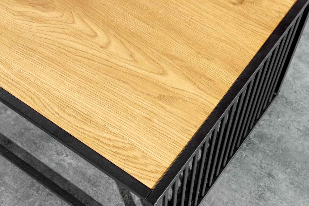 Design Couchtisch ARCHITECTURE 100cm schwarz Wildeiche Rauchglas Metall Holz