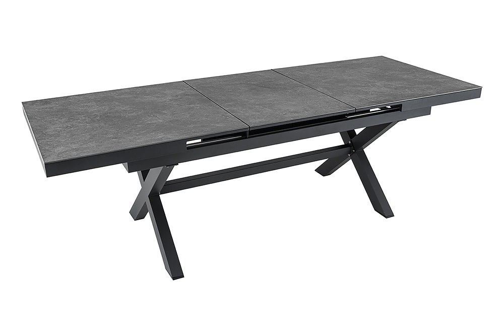 Ausziehbarer In- und Outdoor Esstisch EMPIRE 180-240cm anthrazit Keramik Gartentisch