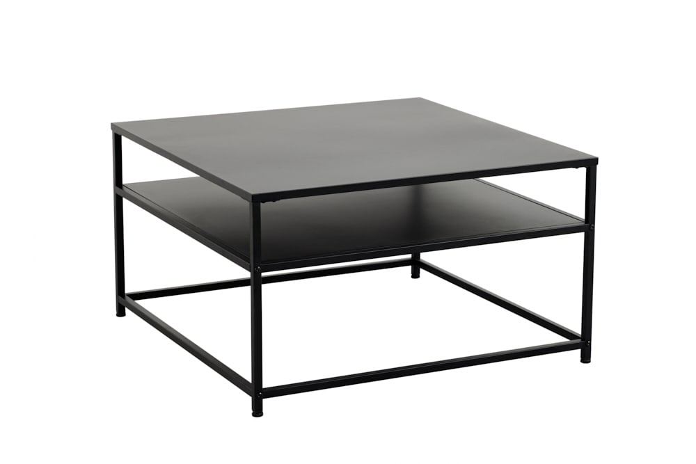 Moderner Couchtisch DURA STEEL 70cm schwarz Metall mit Ablagefach