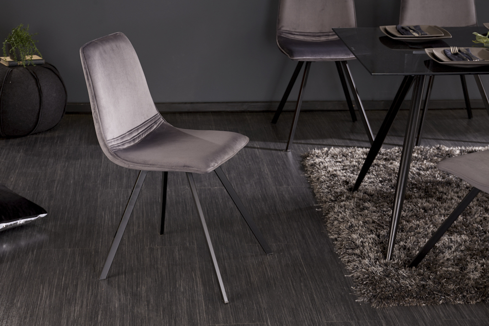 Retro Stuhl AMSTERDAM CHAIR dunkelgrau Samt Designklassiker