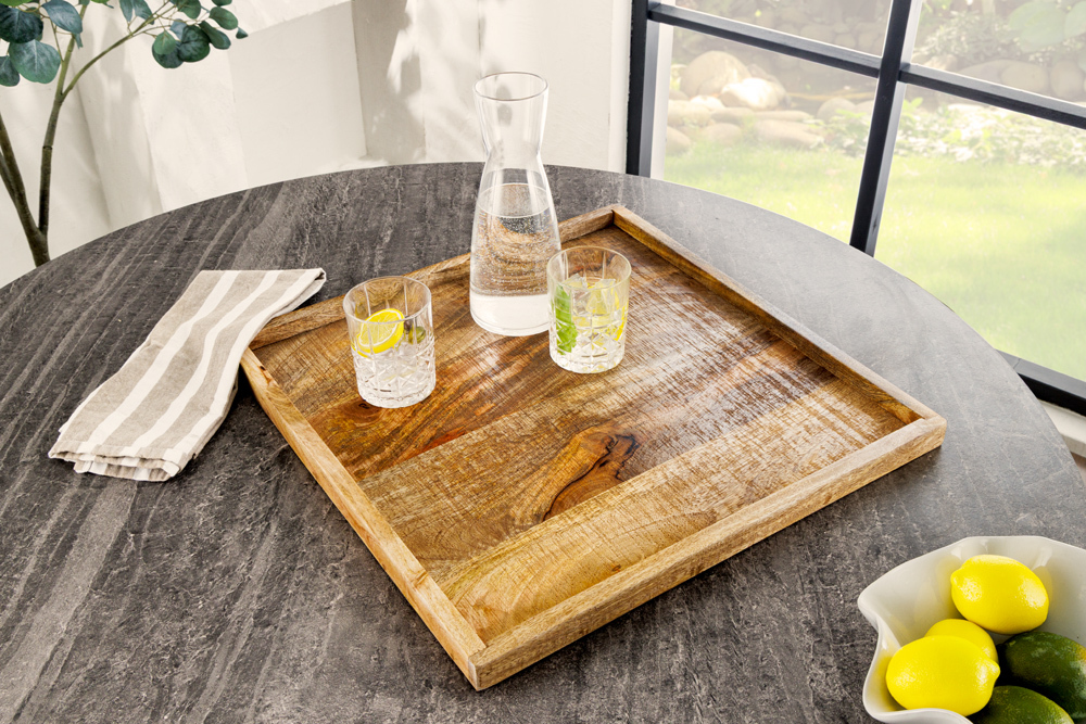 Massives Tablett MAKASSAR 50cm Mangoholz Servierbrett