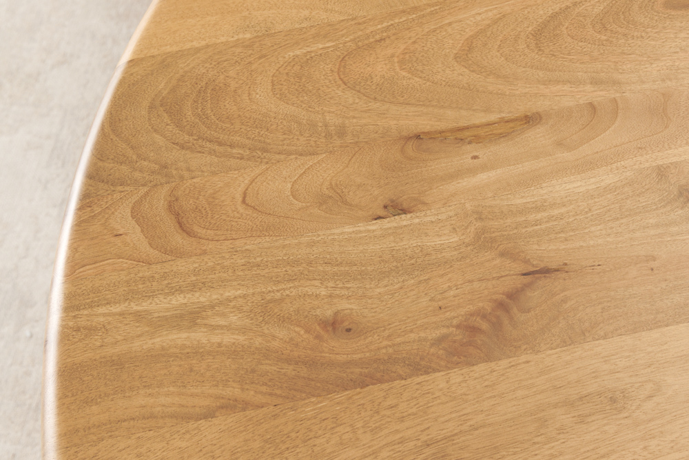 Massiver Esstisch MAESTRO 130cm creme Mangoholz rund mit Säulenfuß
