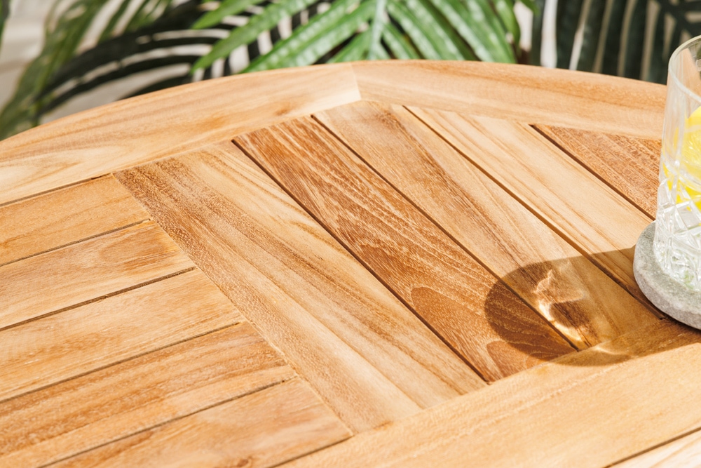 Massiver Gartentisch EMPIRE TEAK 70cm natur Teakholz rund klappbar Balkontisch Outdoor