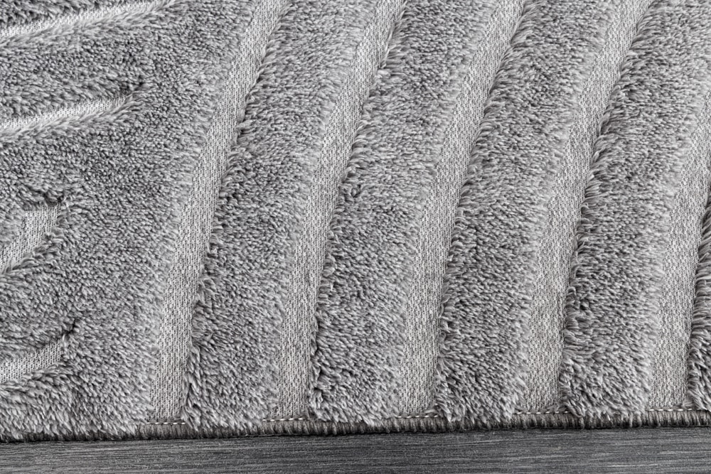 3D strukturierter Kurzflor Teppich ART DECO 230x160cm grau Hoch-Tief-Effekt