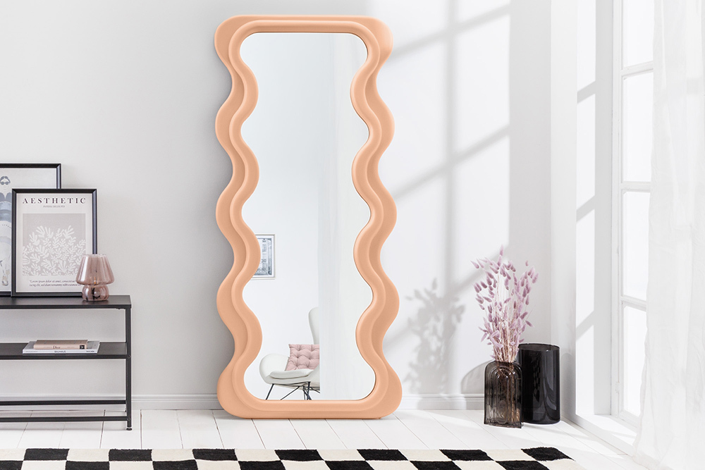 Design Wandspiegel CURVY 160cm apricot Pastell Spiegel
