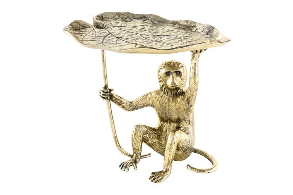 Design Beistelltisch WILDLIFE MONKEY 60cm gold antik Metall handmade