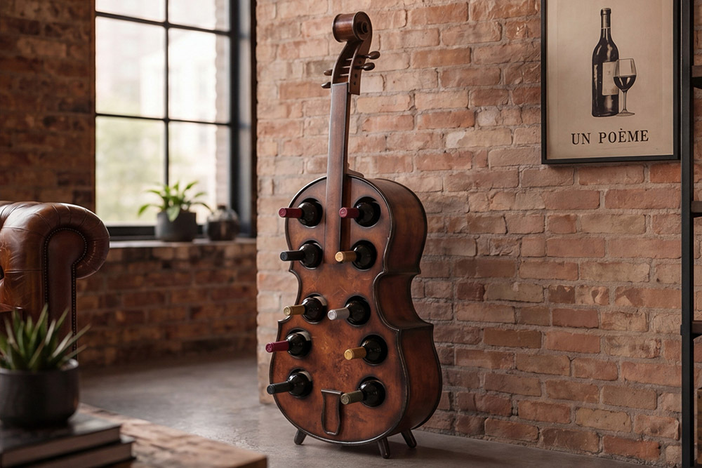Extravagantes Weinregal CELLO 133cm braun Tannenholz für 10 Flaschen
