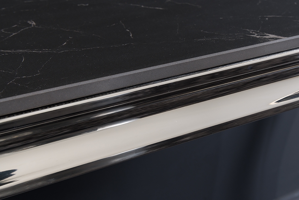 Design Konsolentisch MODERN BAROCK 140cm schwarz anthrazit chrom Keramik Marmor