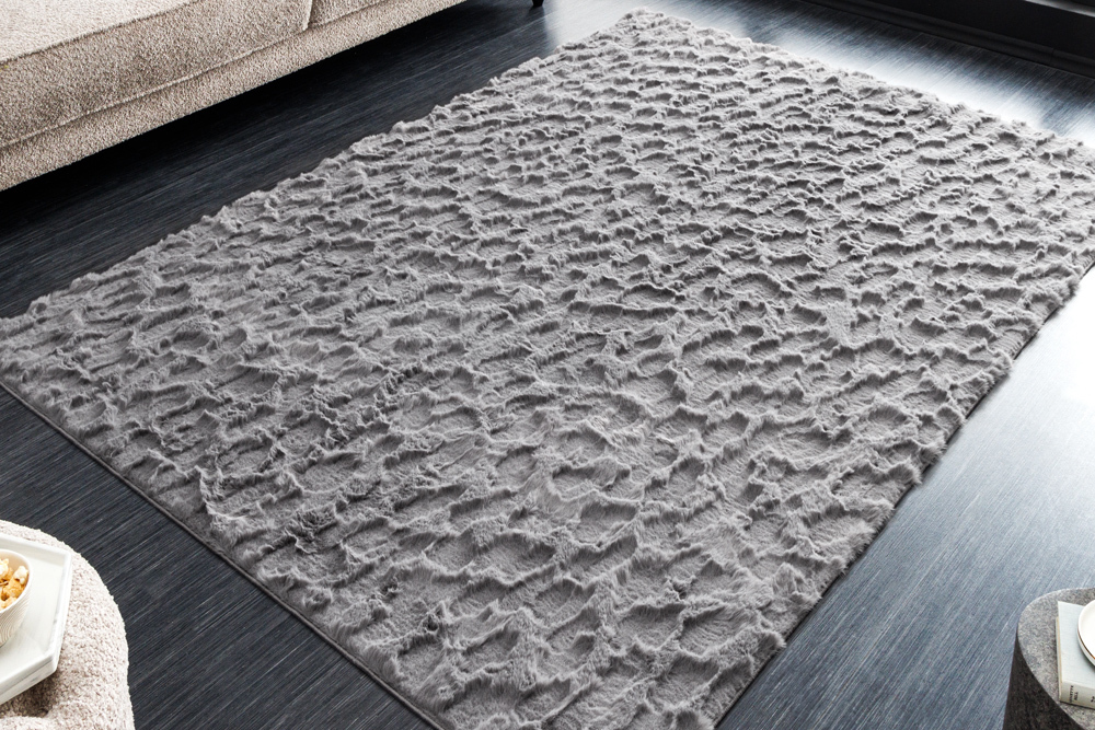 3D Hochflor Teppich DUNE 230x160cm anthrazit Hoch-Tief-Effekt