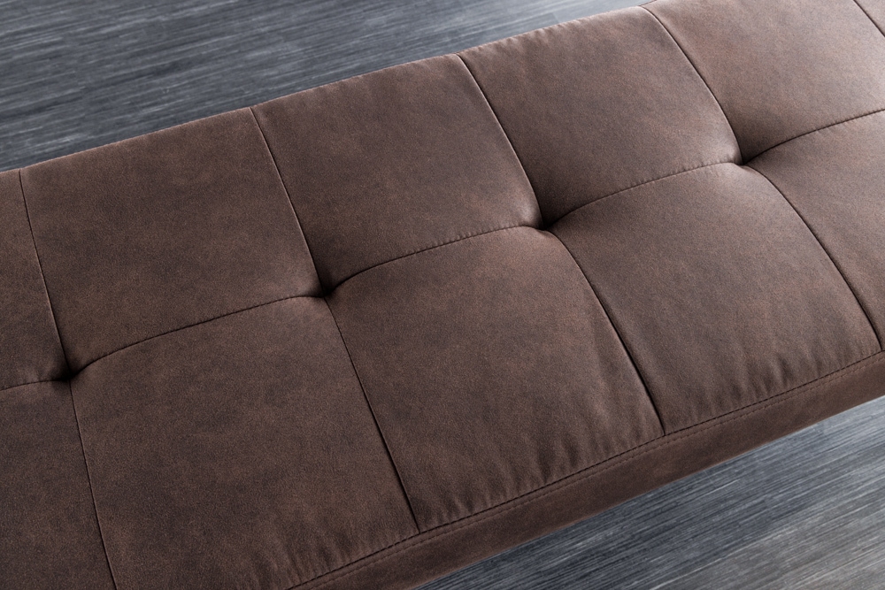 Design Sitzbank BOUTIQUE 100cm antik braun Microfaser schwarze Metallbeine Polsterbank