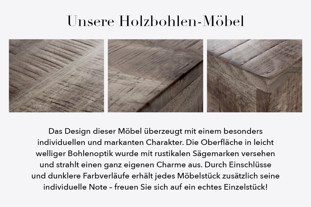 Industrial Truhenbank FACTORY LOFT 115cm Mangoholz grau Sitzbank