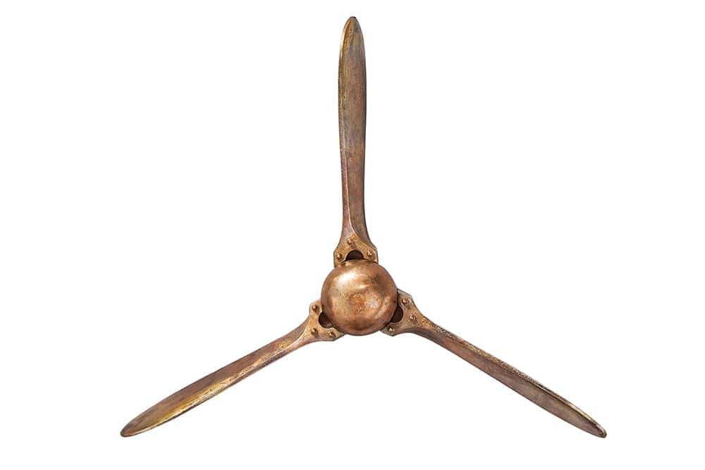 Authentische Wanddekoration SCREW III 60cm kupfer geflammt Flugzeug Propeller