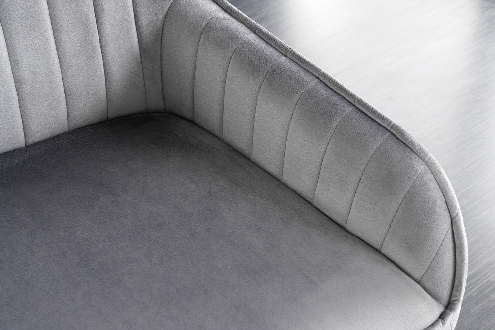 Design Sitzbank TURIN 160cm silbergrau Samt schwarz Metall Armlehne