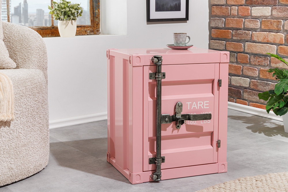 Container Cube GLOBETROTTER 50cm rosa Metall Schrank Nachttisch