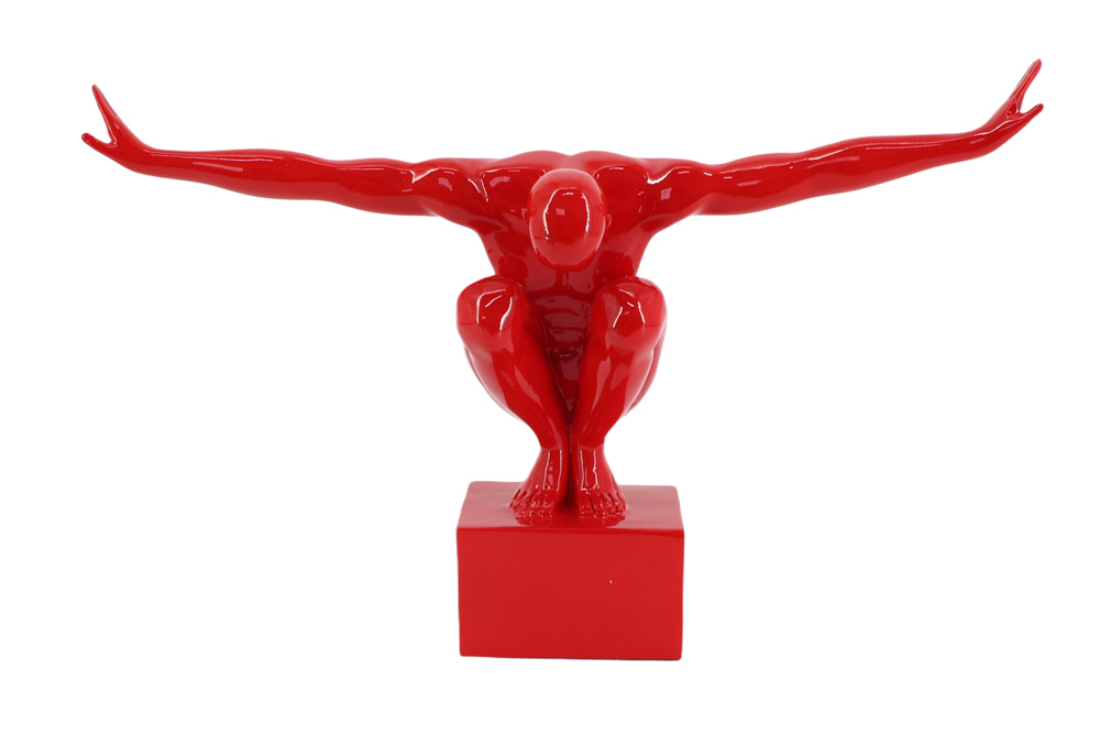 Deko-Figur HIGH DIVER 50cm rot handmade Athleten-Skulptur