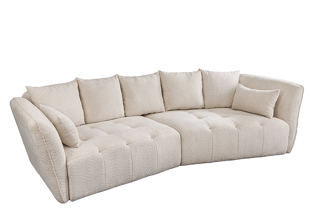 Modernes Big Sofa ROYAL 295cm champagner beige Bouclé Federkern XXL-Couch