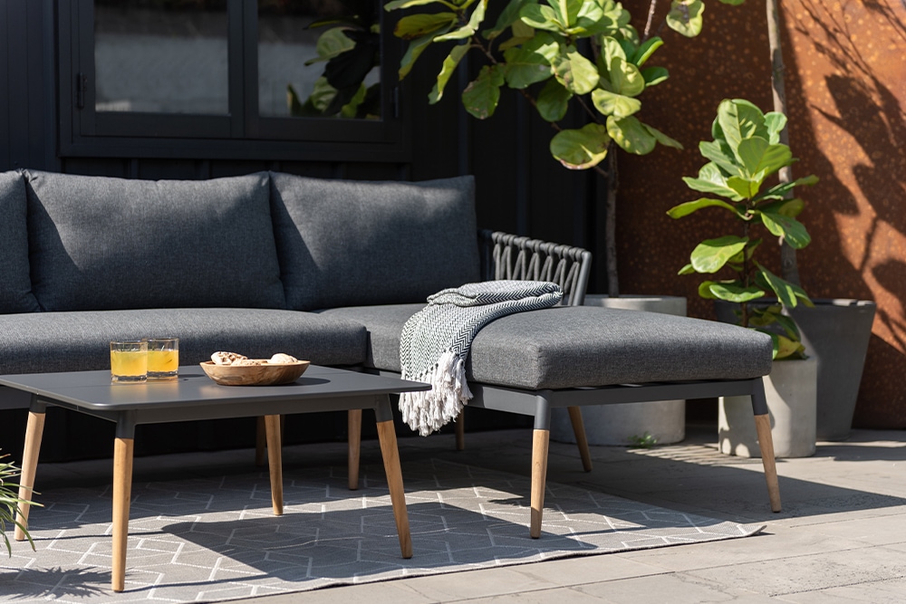 Outdoor Gartenlounge IPANEMA 240cm anthrazit Aluminium Teakholz wetterfest
