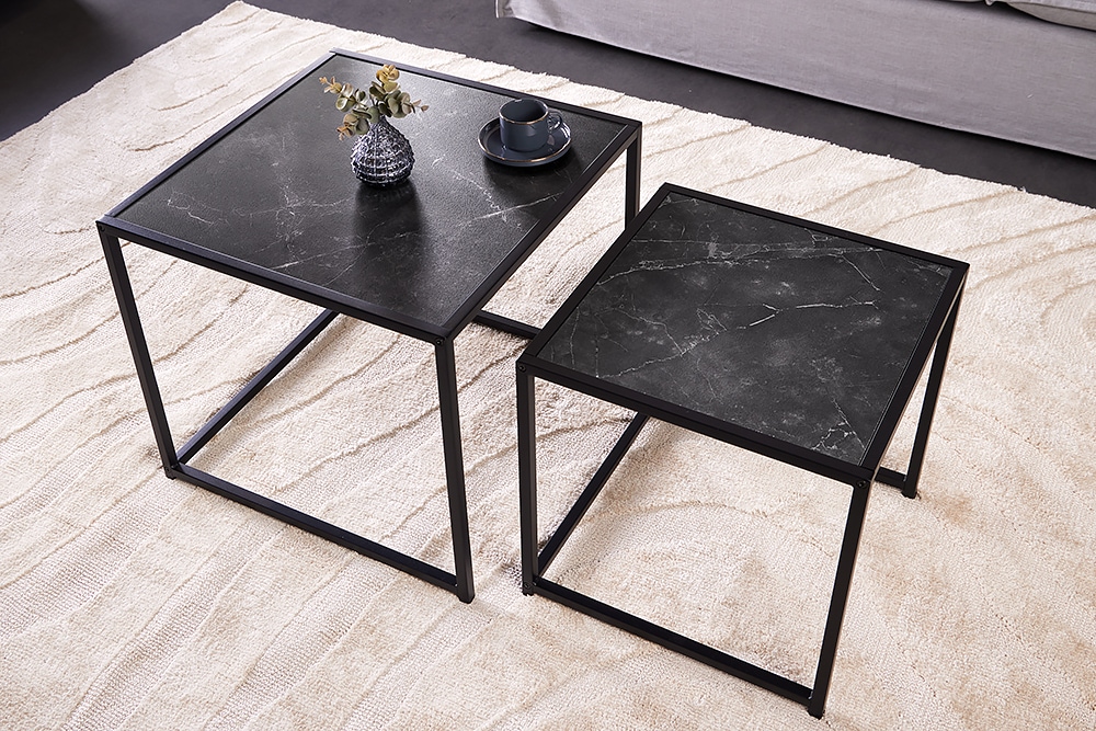 2er Set Beistelltische SLIM LINE 50cm graphit Metall Couchtische