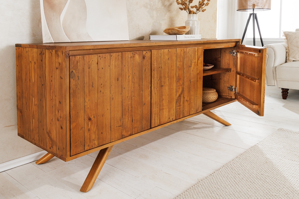 Massives Sideboard FINCA 150cm vintage braun recyceltes Pinienholz