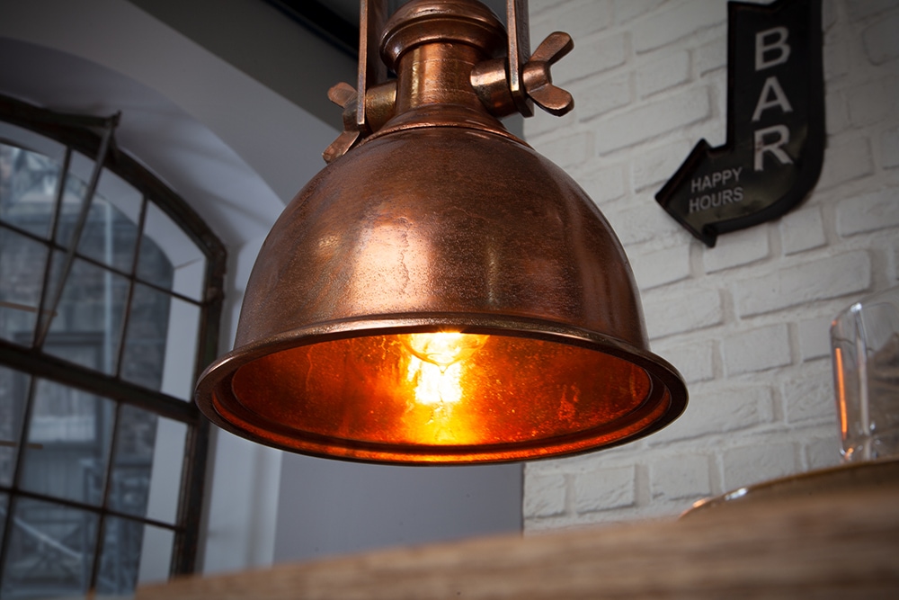 Design Hängelampe INDUSTRIAL 45cm kupfer geflammt Industrial Stil