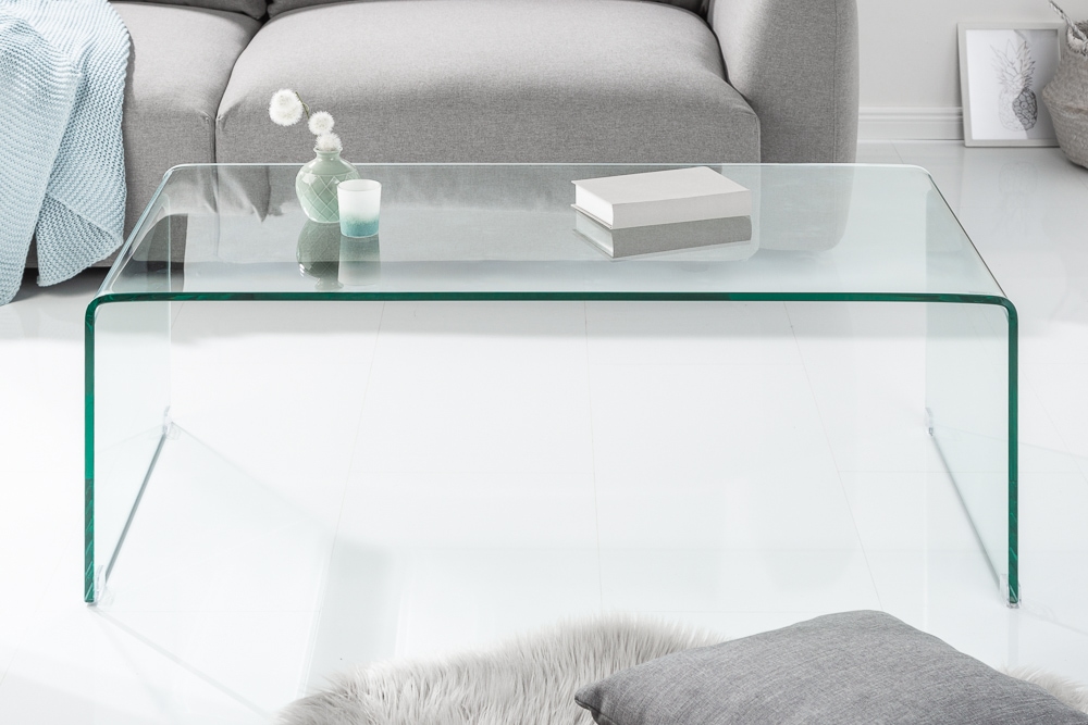 Extravaganter Glas Couchtisch FANTOME 110cm transparent