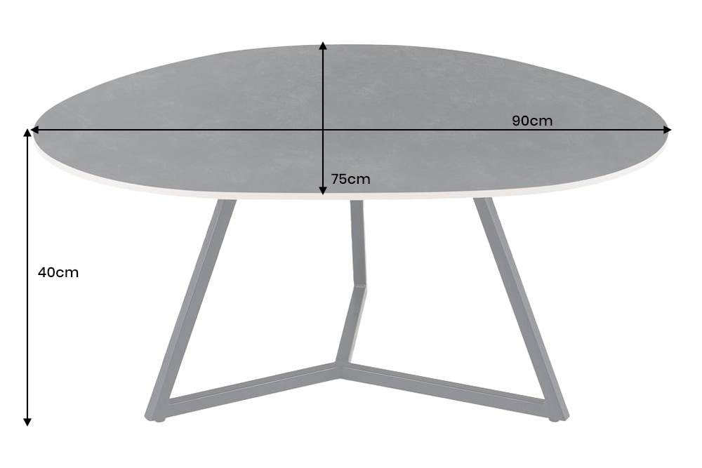 Design Couchtisch MARVELOUS 90cm anthrazit Marmor Keramik schwarzes Metall