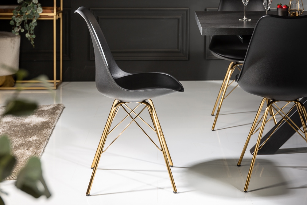 Design Stuhl SCANDINAVIA MEISTERSTÜCK schwarz goldene Beine Design Stuhl SCANDINAVIA MEISTERSTÜCK schwarz goldene Beine