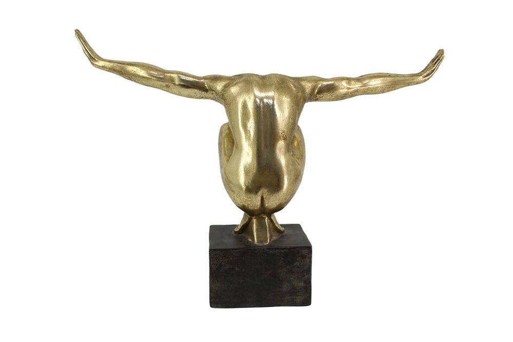 Deko-Figur HIGH DIVER 50cm gold schwarz handmade Athleten-Skulptur