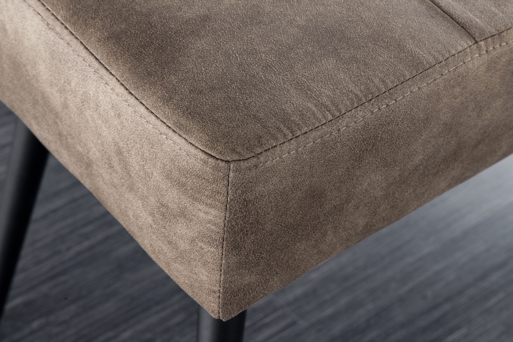 Design Sitzbank BOUTIQUE 100cm antik taupe Microfaser schwarze Metallbeine Polsterbank